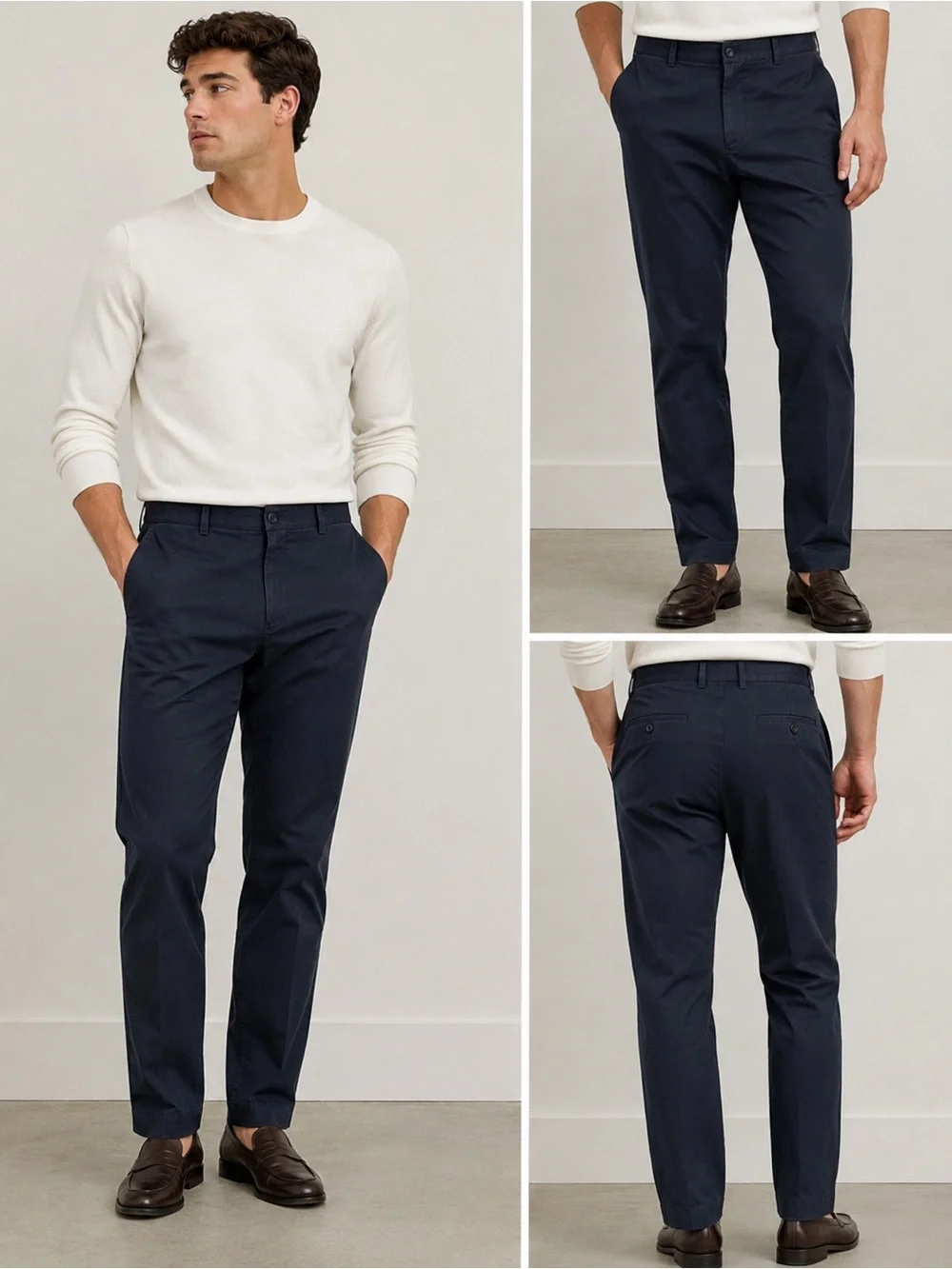 Brooks Brothers Advantage Chino Stretch Clark Fit Men’s Navy Pants W34 L32 cotto